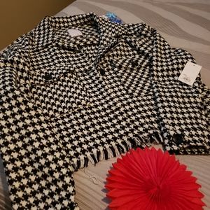 Houndstooth Cropped Jacket Kohls SO Brand NWT
